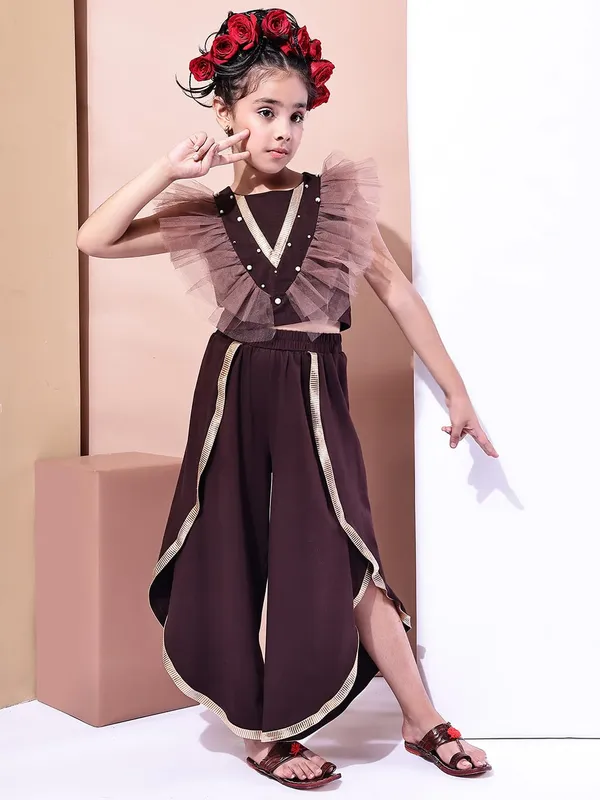 Brown_Cotton_Blend_Solid_Clothing_Set_For_Kids