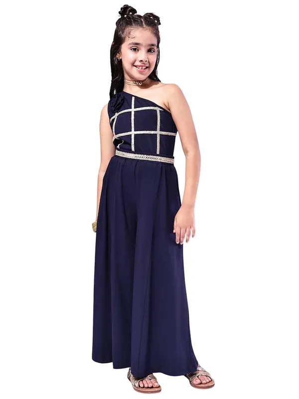 Navy_Blue_Cotton_Blend_Solid_Clothing_Set_For_Kids