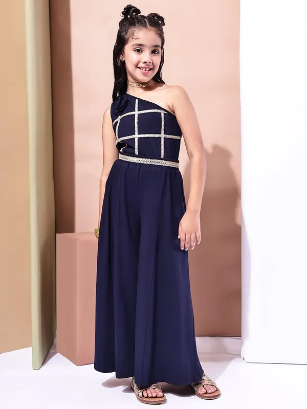 Navy_Blue_Cotton_Blend_Solid_Clothing_Set_For_Kids