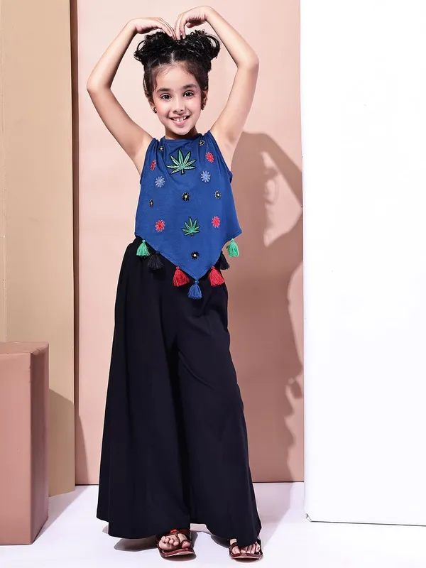 Blue_Cotton_Blend_Solid_Clothing_Set_For_Kids