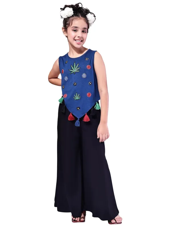 Blue_Cotton_Blend_Solid_Clothing_Set_For_Kids