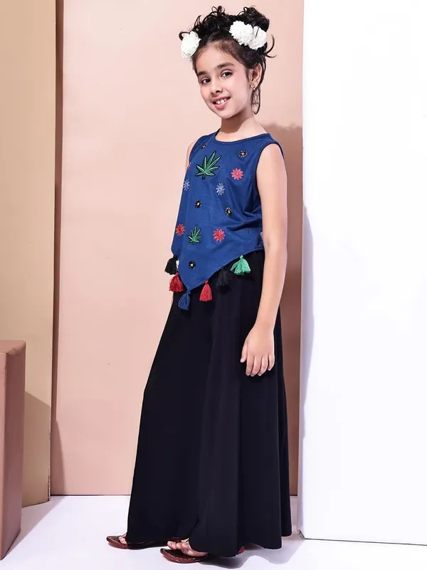 Blue_Cotton_Blend_Solid_Clothing_Set_For_Kids