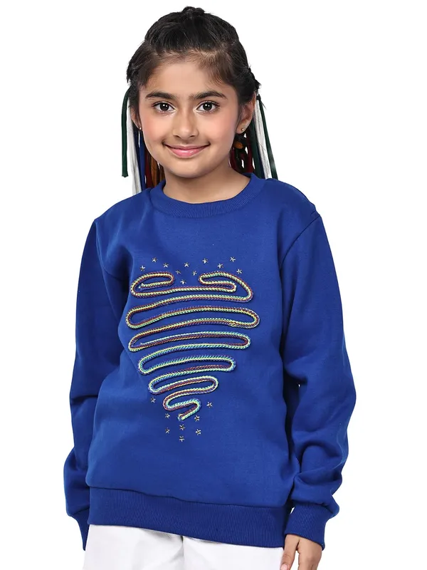 Blue_Fleece_Solid_Sweatshirt_For_Kids