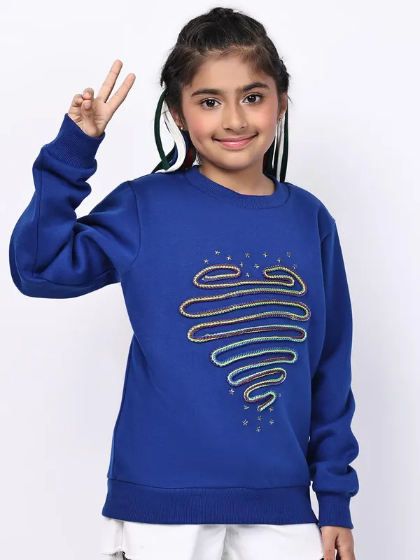 Blue_Fleece_Solid_Sweatshirt_For_Kids