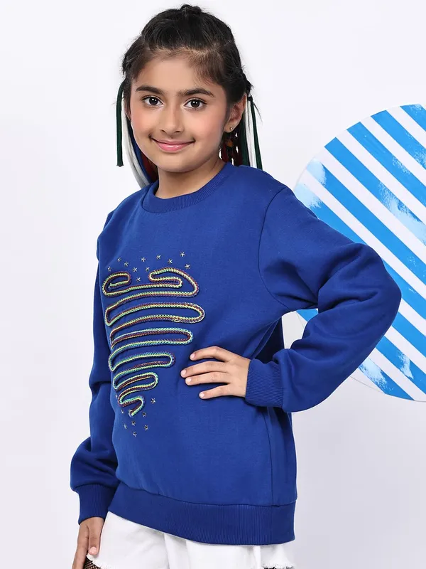 Blue_Fleece_Solid_Sweatshirt_For_Kids