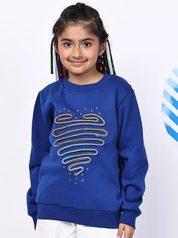 Blue_Fleece_Solid_Sweatshirt_For_Kids