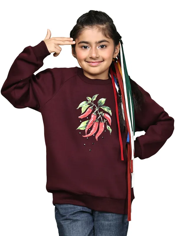 Wine_Fleece_Solid_Sweatshirt_For_Kids