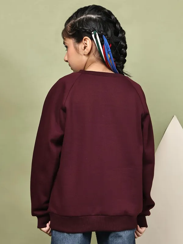 Wine_Fleece_Solid_Sweatshirt_For_Kids