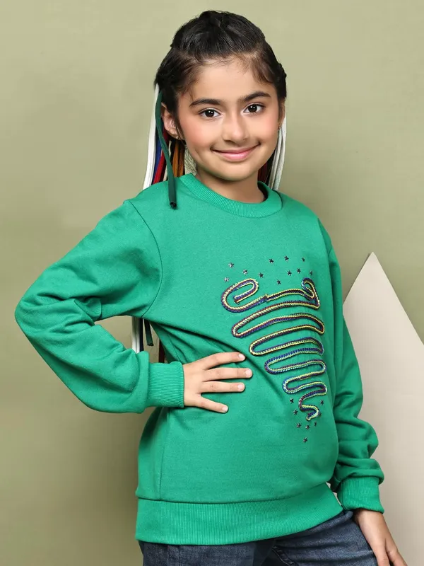 Green_Fleece_Solid_Sweatshirt_For_Kids