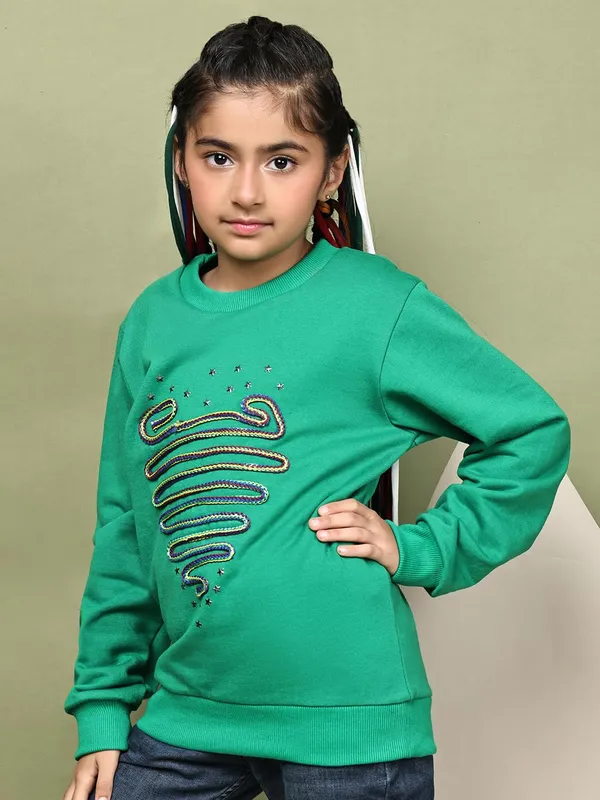 Green_Fleece_Solid_Sweatshirt_For_Kids