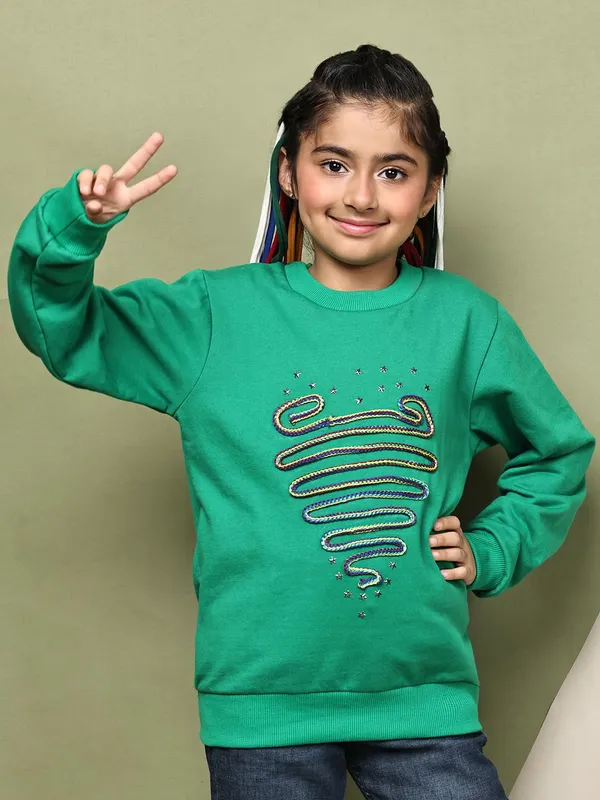 Green_Fleece_Solid_Sweatshirt_For_Kids