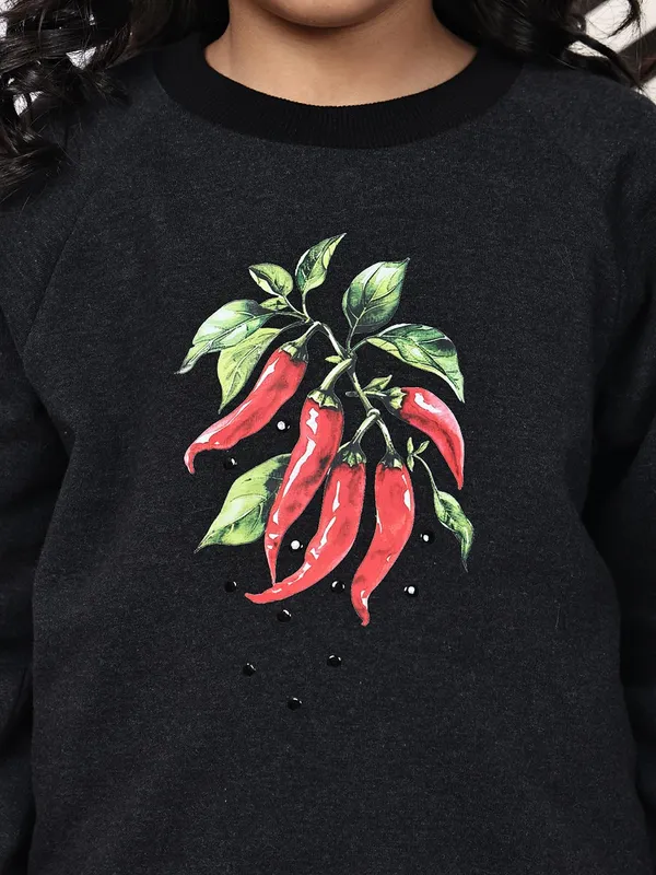 Dark_Melange_Fleece_Solid_Sweatshirt_For_Kids