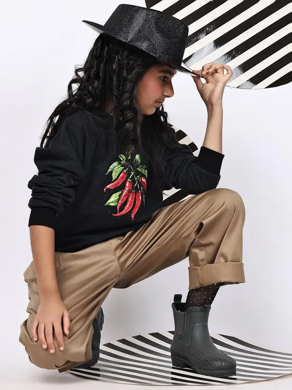 Dark_Melange_Fleece_Solid_Sweatshirt_For_Kids