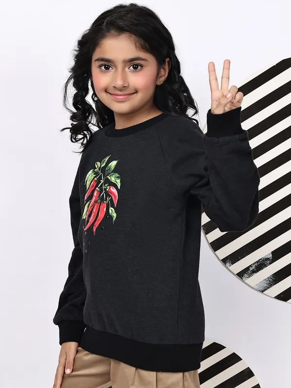 Dark_Melange_Fleece_Solid_Sweatshirt_For_Kids