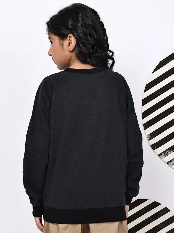 Dark_Melange_Fleece_Solid_Sweatshirt_For_Kids