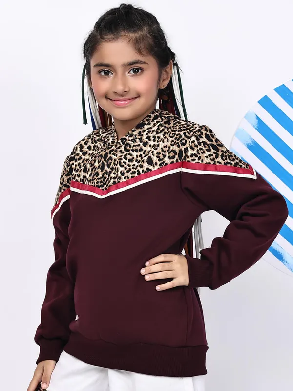 Wine_Fleece_Solid_Sweatshirt_For_Kids
