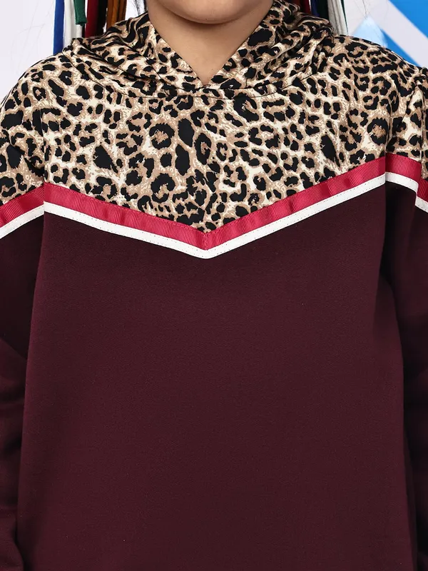 Wine_Fleece_Solid_Sweatshirt_For_Kids