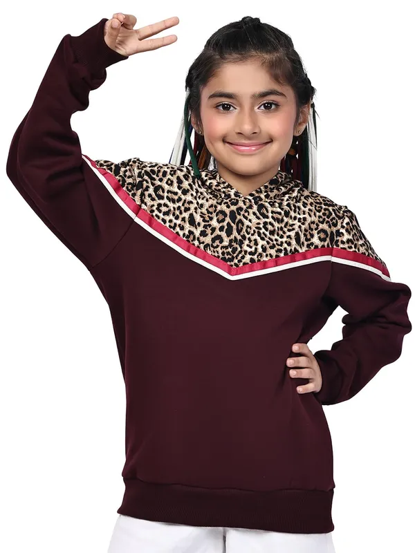 Wine_Fleece_Solid_Sweatshirt_For_Kids