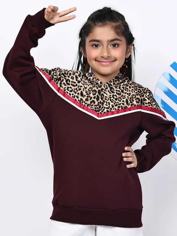 Wine_Fleece_Solid_Sweatshirt_For_Kids