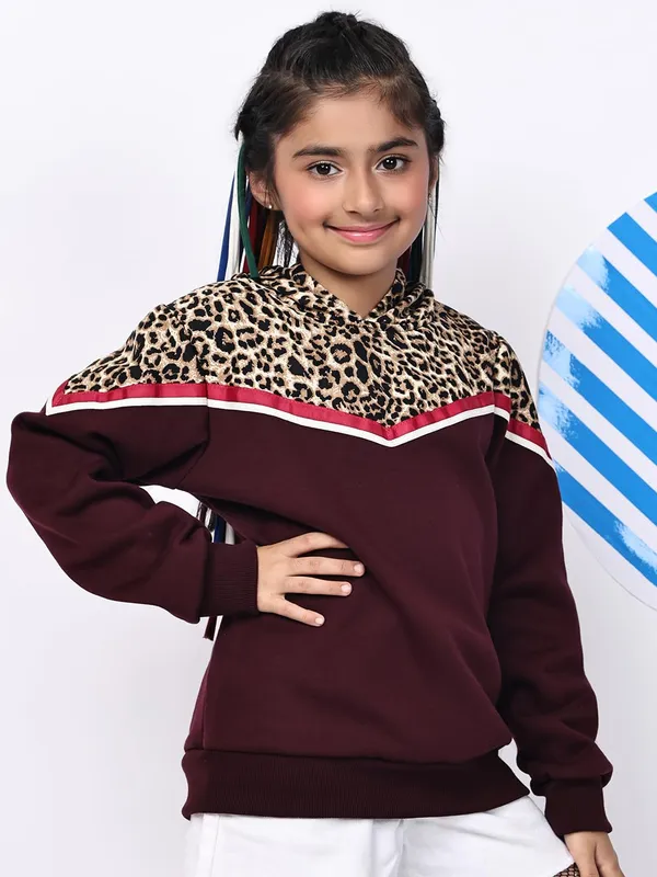Wine_Fleece_Solid_Sweatshirt_For_Kids