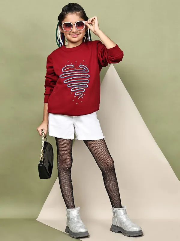 Red_Fleece_Solid_Sweatshirt_For_Kids