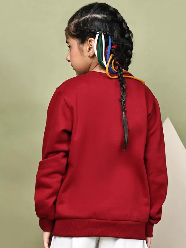 Red_Fleece_Solid_Sweatshirt_For_Kids