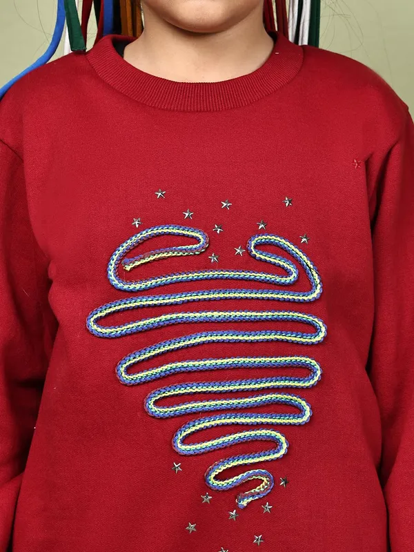 Red_Fleece_Solid_Sweatshirt_For_Kids