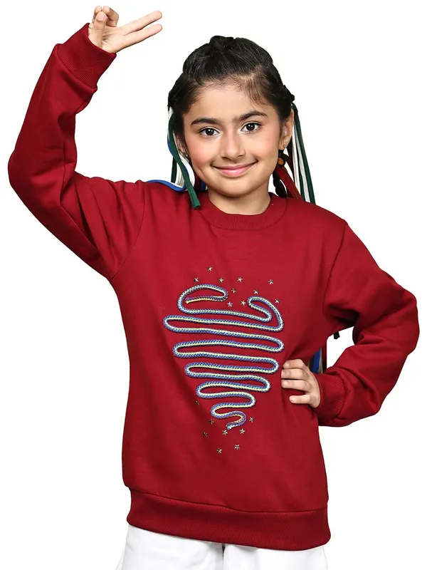 Red_Fleece_Solid_Sweatshirt_For_Kids