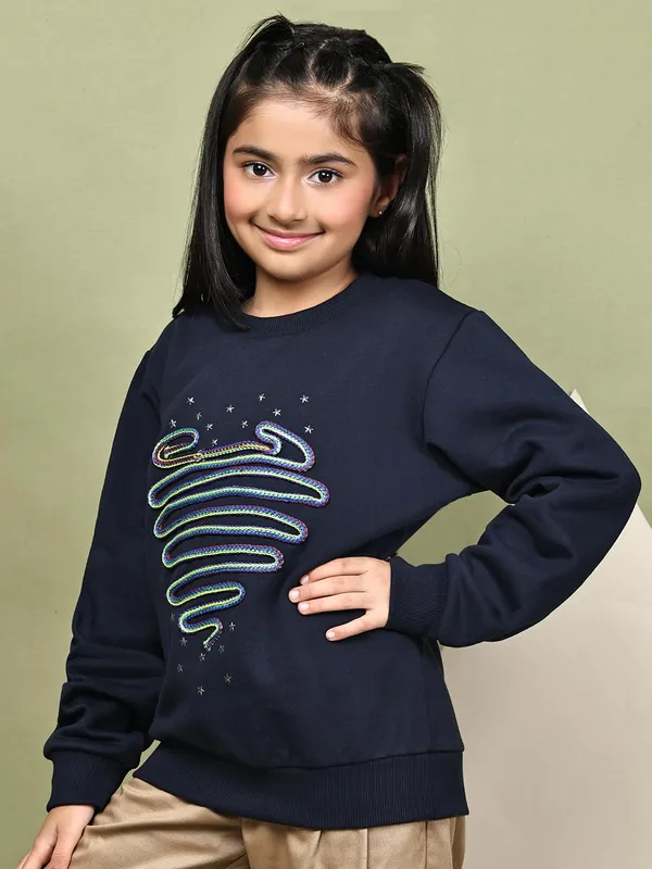 Navy_Blue_Fleece_Solid_Sweatshirt_For_Kids