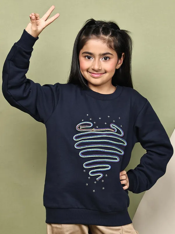 Navy_Blue_Fleece_Solid_Sweatshirt_For_Kids