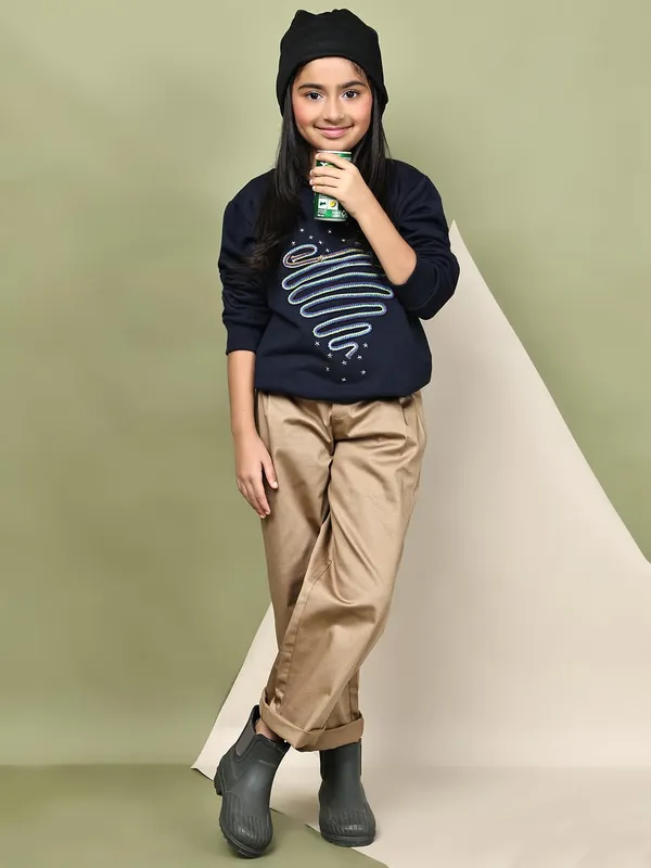 Navy_Blue_Fleece_Solid_Sweatshirt_For_Kids