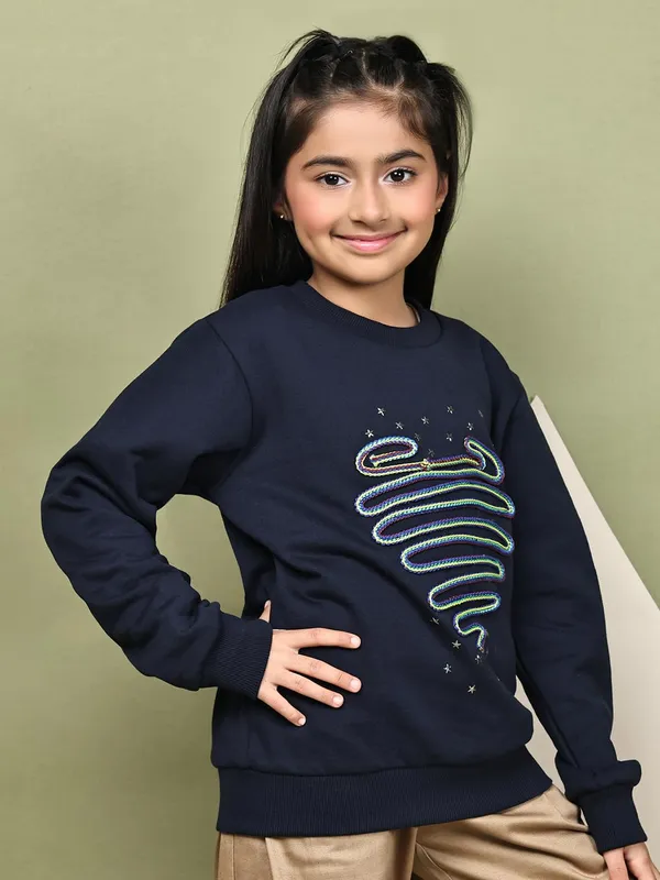 Navy_Blue_Fleece_Solid_Sweatshirt_For_Kids
