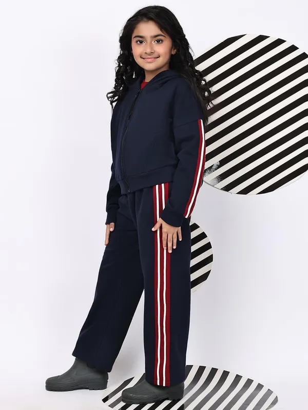 Navy_Blue_Cotton_Blend_Solid_Clothing_Set_For_Kids