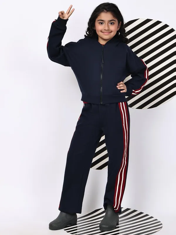 Navy_Blue_Cotton_Blend_Solid_Clothing_Set_For_Kids