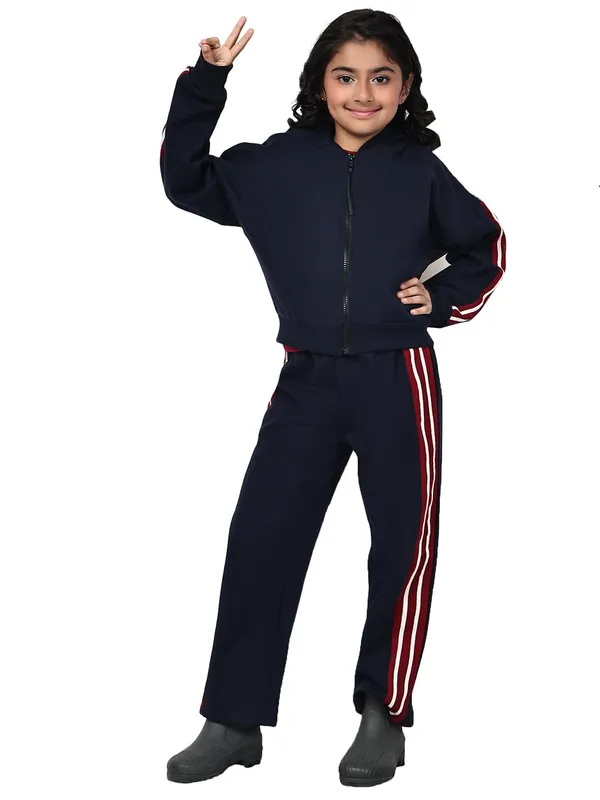 Navy_Blue_Cotton_Blend_Solid_Clothing_Set_For_Kids