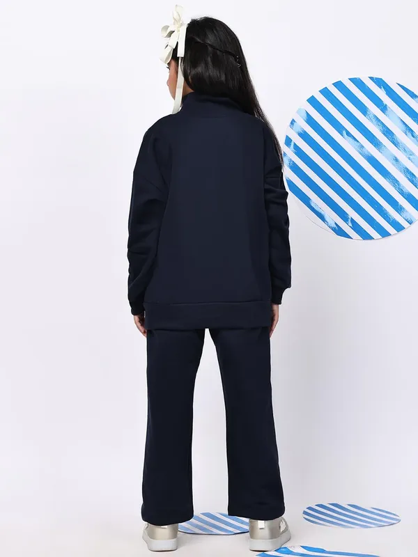 Navy_Blue_Cotton_Blend_Solid_Clothing_Set_For_Kids