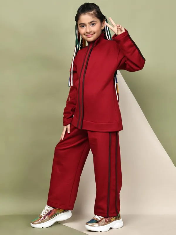 Red_Cotton_Blend_Solid_Clothing_Set_For_Kids