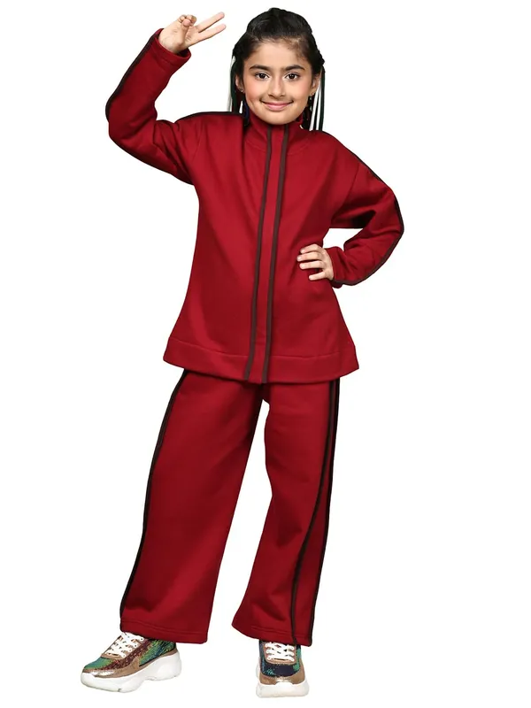 Red_Cotton_Blend_Solid_Clothing_Set_For_Kids