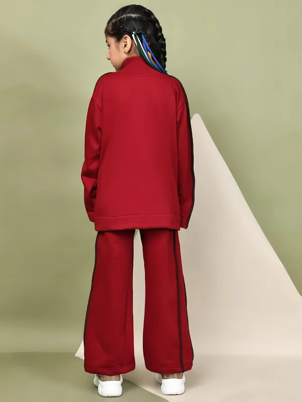 Red_Cotton_Blend_Solid_Clothing_Set_For_Kids