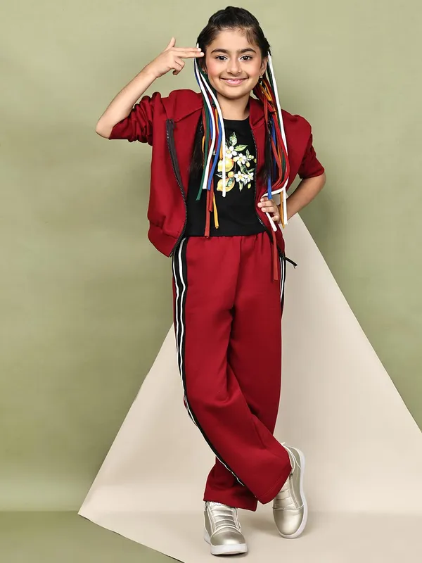 Red_Cotton_Blend_Solid_Clothing_Set_For_Kids