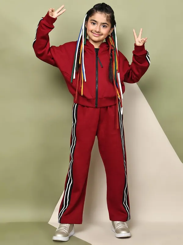 Red_Cotton_Blend_Solid_Clothing_Set_For_Kids