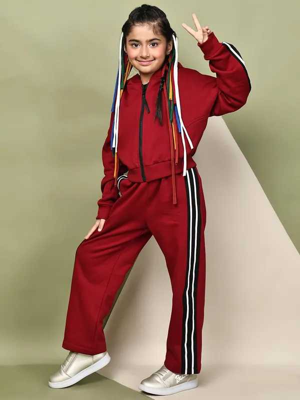 Red_Cotton_Blend_Solid_Clothing_Set_For_Kids