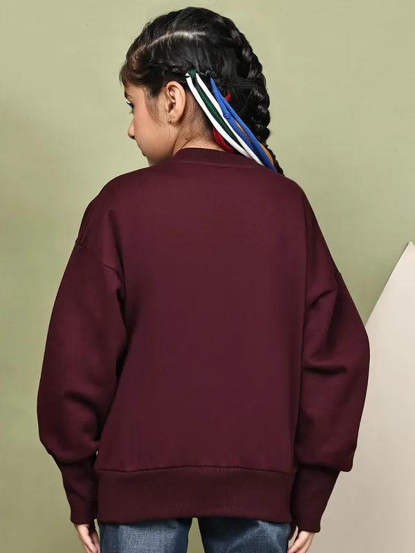 Wine_Fleece_Solid_Jacket_For_Kids