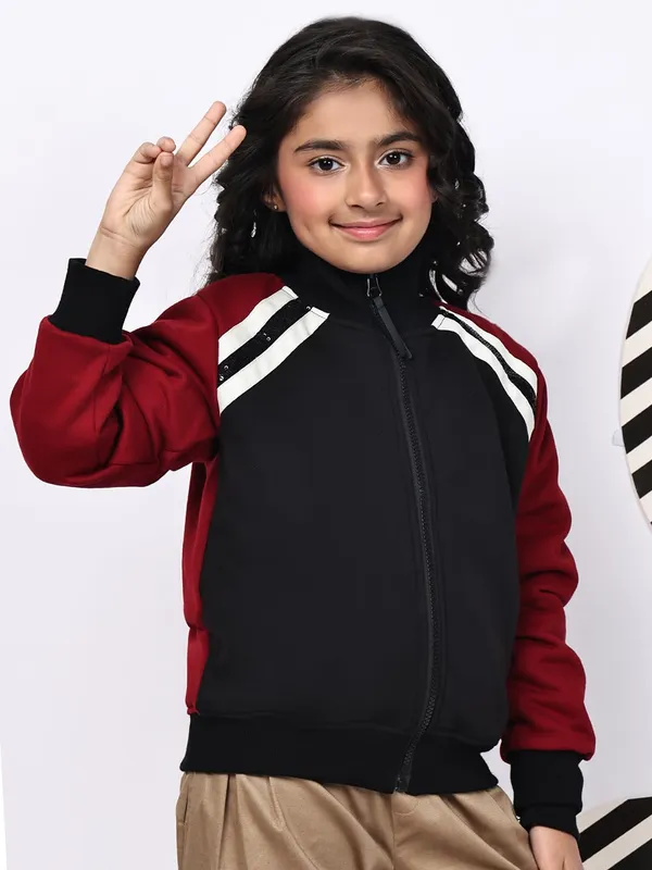 Red_Fleece_Solid_Jacket_For_Kids