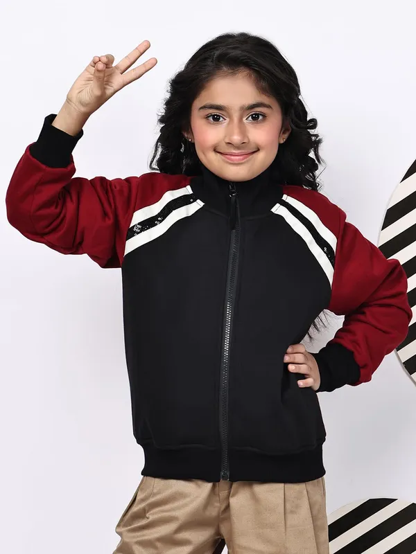 Red_Fleece_Solid_Jacket_For_Kids