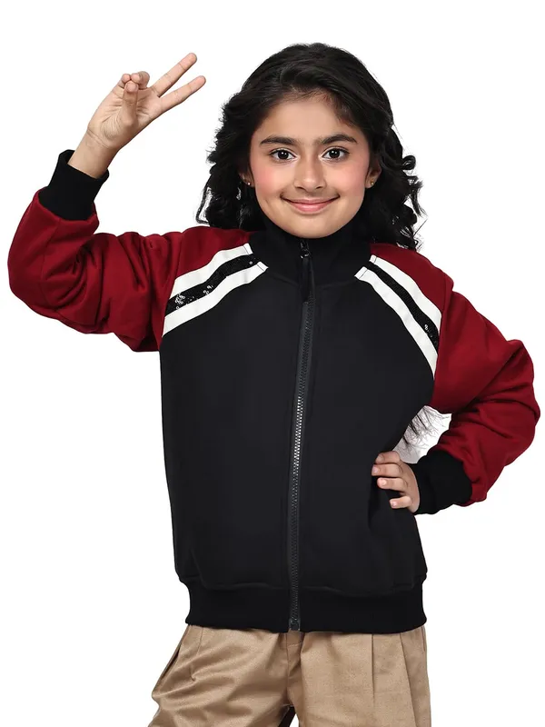 Red_Fleece_Solid_Jacket_For_Kids