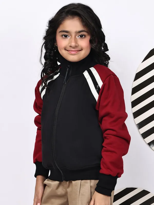 Red_Fleece_Solid_Jacket_For_Kids