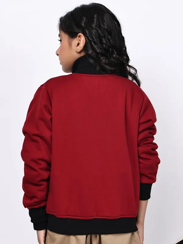 Red_Fleece_Solid_Jacket_For_Kids