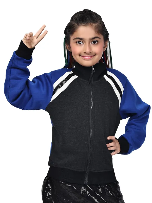 Blue_Fleece_Solid_Jacket_For_Kids