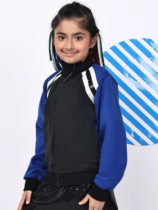 Blue_Fleece_Solid_Jacket_For_Kids